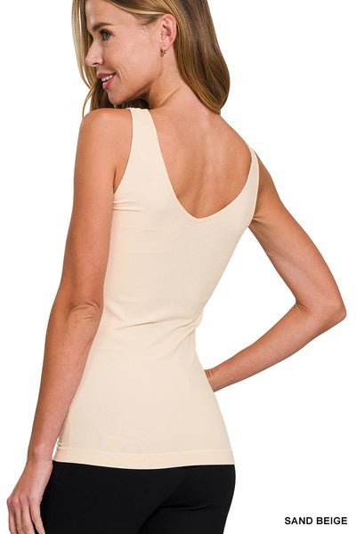2 - Way V - Neck/U - Neck Seamless Tank - Sand Beige - Jimberly's Boutique - Olive Branch - Mississippi
