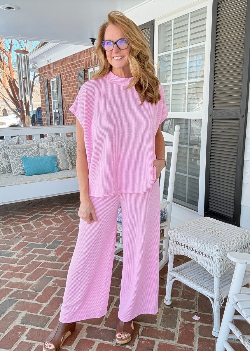 Abby Raised Rib Pants Set - Pink - pants set - Jimberly's Boutique - Olive Branch - Mississippi