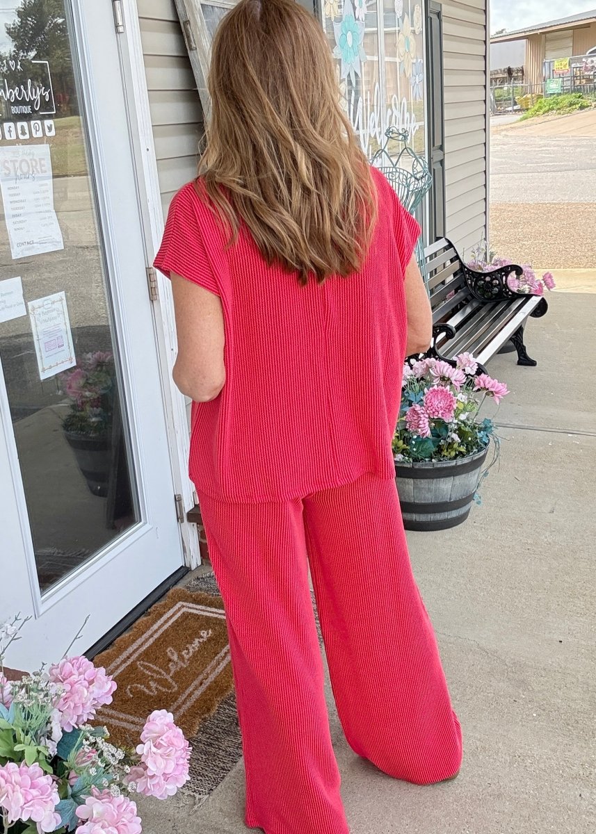Abby Raised Rib Pants Set - Red - pants set - Jimberly's Boutique - Olive Branch - Mississippi