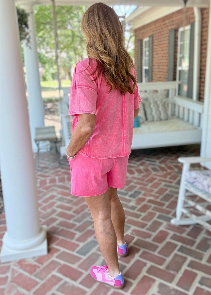 Acid Washed Shorts Set - Fuchsia - Shorts set - Jimberly's Boutique - Olive Branch - Mississippi