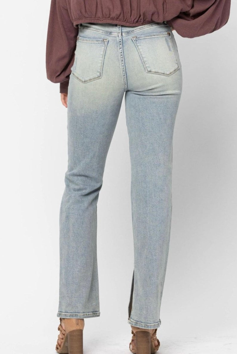 Alcorn High Waist Destroyed Straight with Side Slit Hem | Judy Blue Jeans - jeans - Jimberly's Boutique - Olive Branch - Mississippi