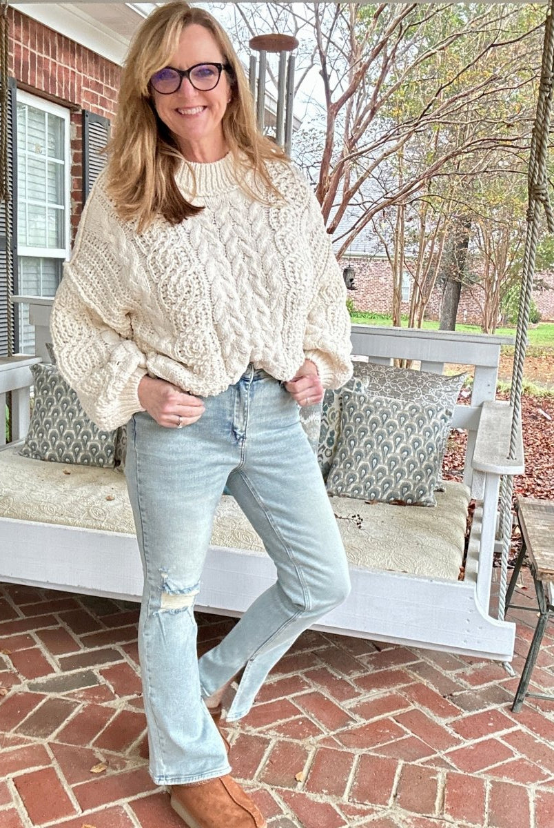Alcorn High Waist Destroyed Straight with Side Slit Hem | Judy Blue Jeans - jeans - Jimberly's Boutique - Olive Branch - Mississippi