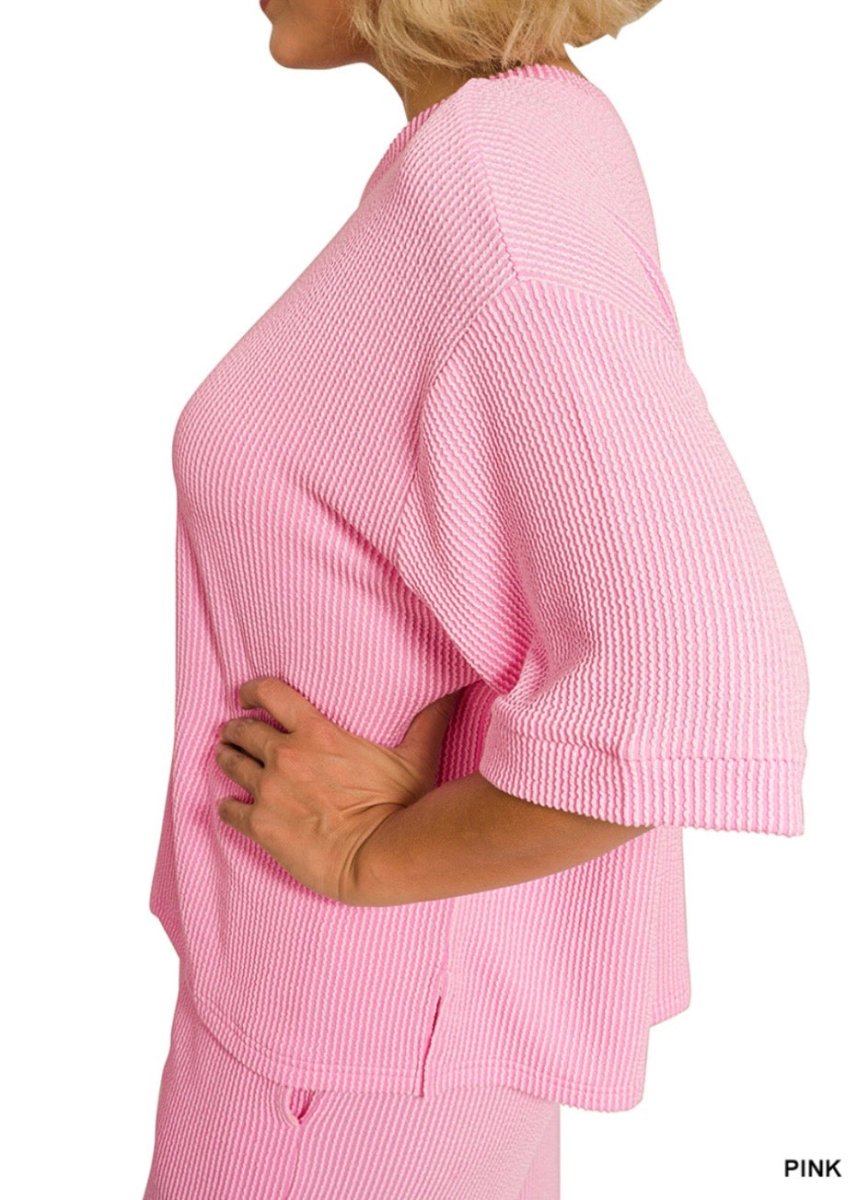 Allison Ribbed Lounge Set - Pink (Plus Size) - lounge set - Jimberly's Boutique - Olive Branch - Mississippi