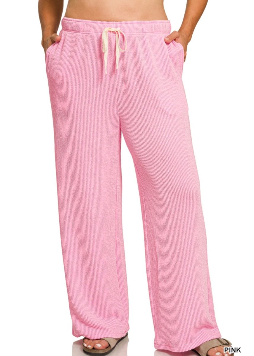 Allison Ribbed Lounge Set - Pink (Plus Size) - lounge set - Jimberly's Boutique - Olive Branch - Mississippi