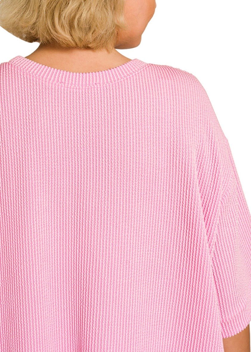 Allison Ribbed Lounge Set - Pink (Plus Size) - lounge set - Jimberly's Boutique - Olive Branch - Mississippi