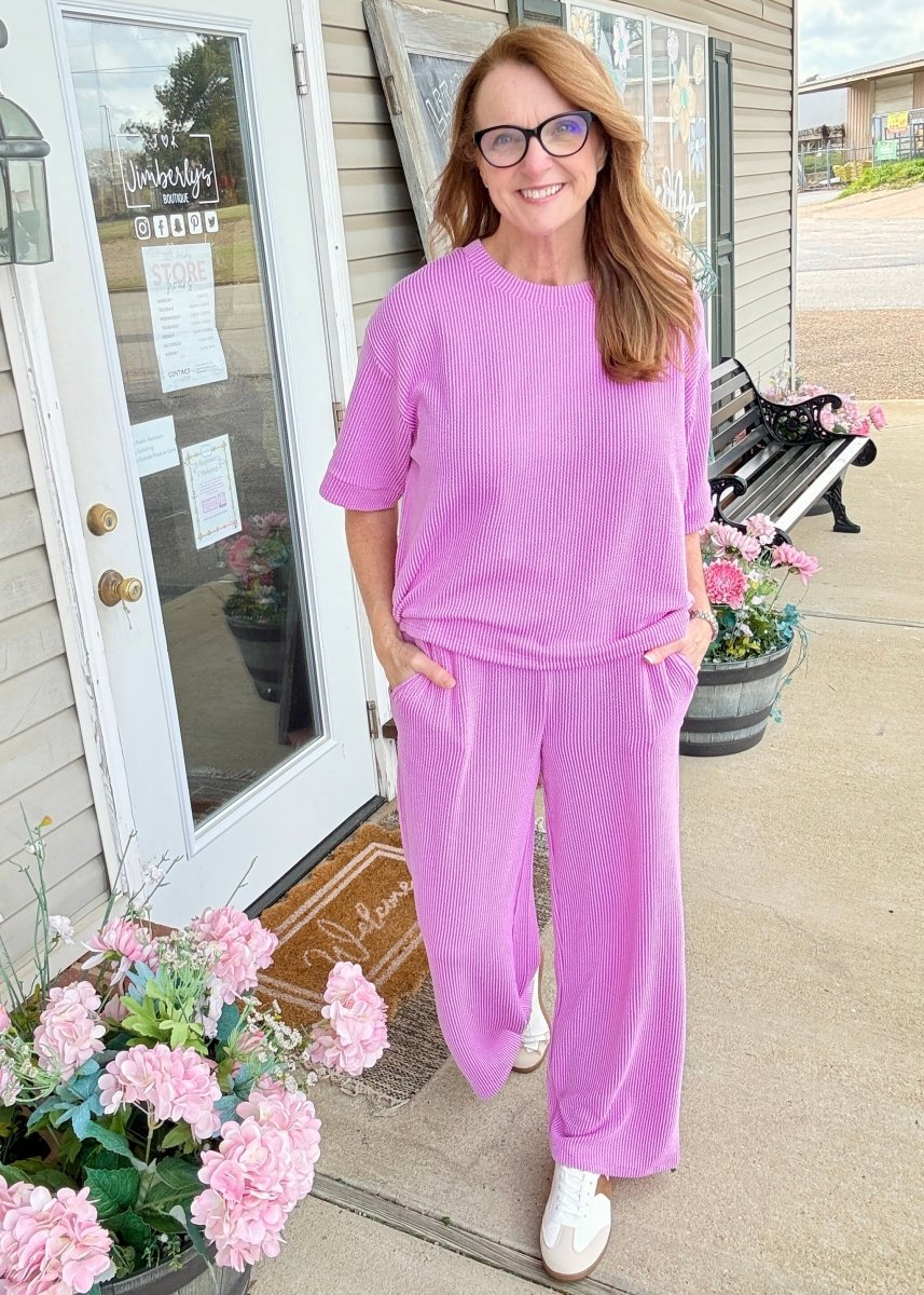 Allison Ribbed Lounge Set - Spring Violet - lounge set - Jimberly's Boutique - Olive Branch - Mississippi