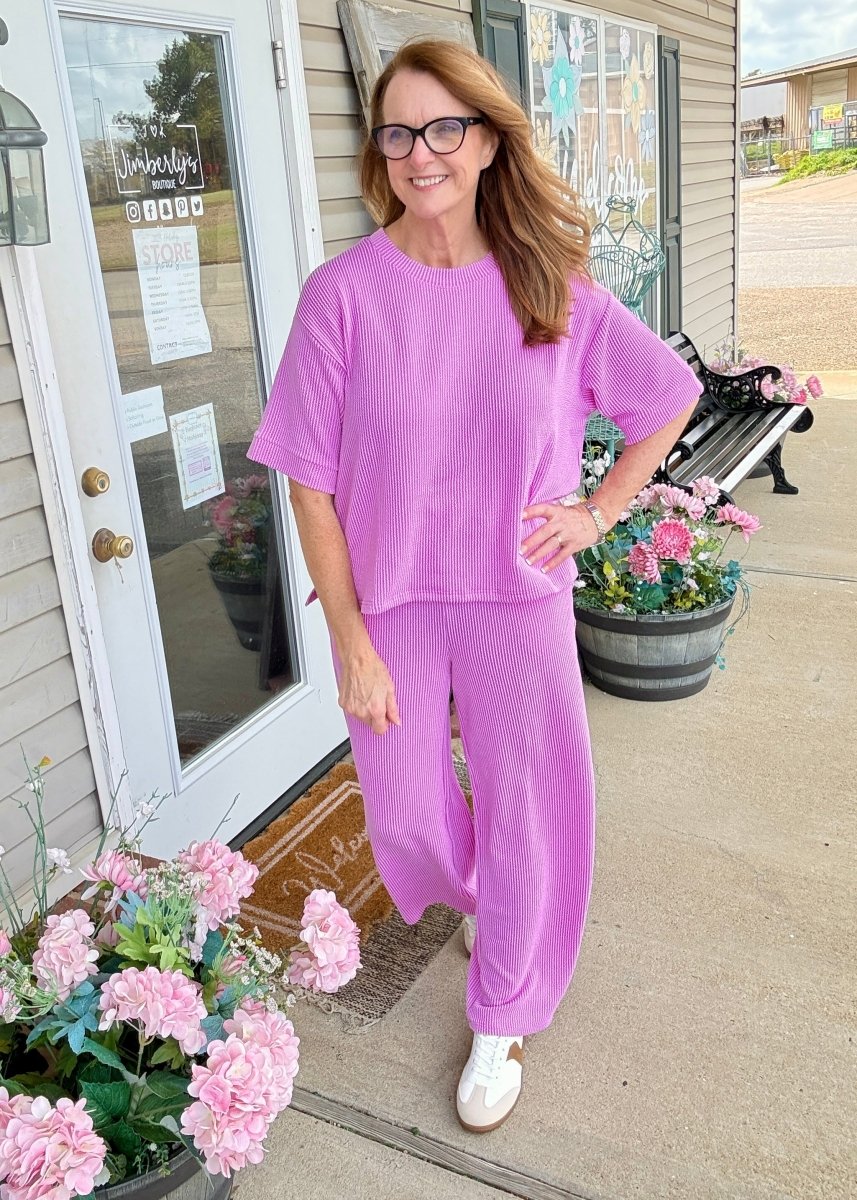 Allison Ribbed Lounge Set - Spring Violet - lounge set - Jimberly's Boutique - Olive Branch - Mississippi