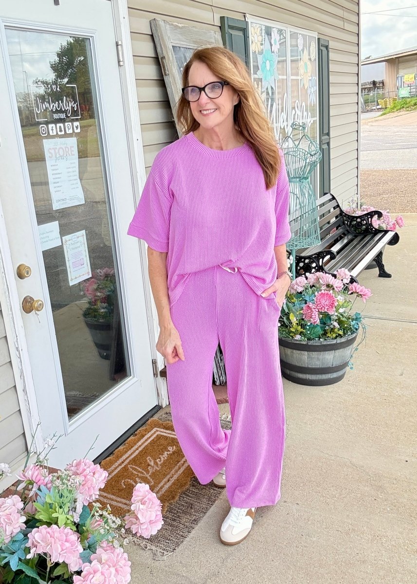 Allison Ribbed Lounge Set - Spring Violet - lounge set - Jimberly's Boutique - Olive Branch - Mississippi