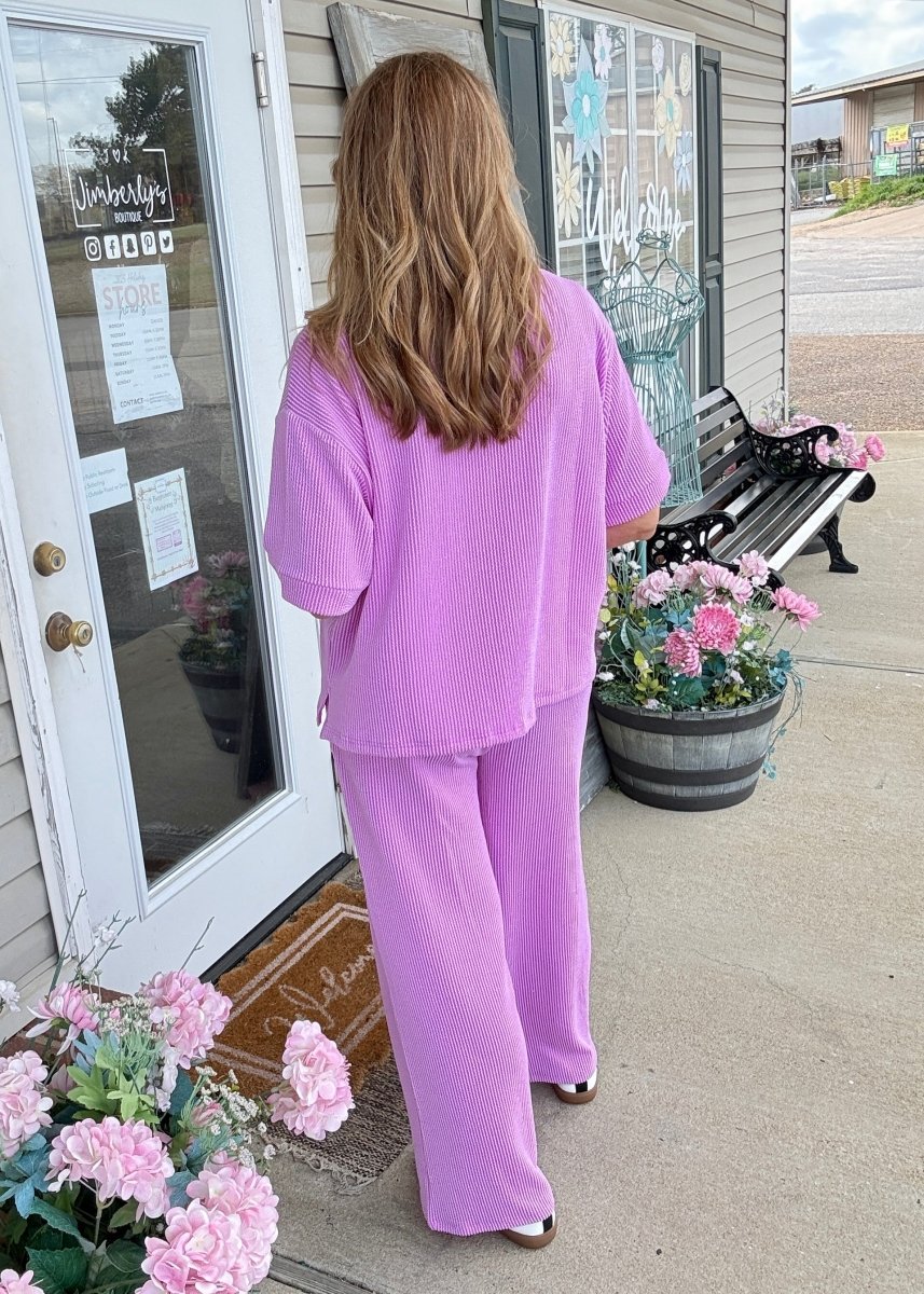Allison Ribbed Lounge Set - Spring Violet - lounge set - Jimberly's Boutique - Olive Branch - Mississippi