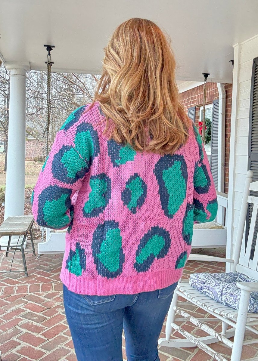 Animal Print Button Front Cardigan - Pink - Cardigan - Jimberly's Boutique - Olive Branch - Mississippi