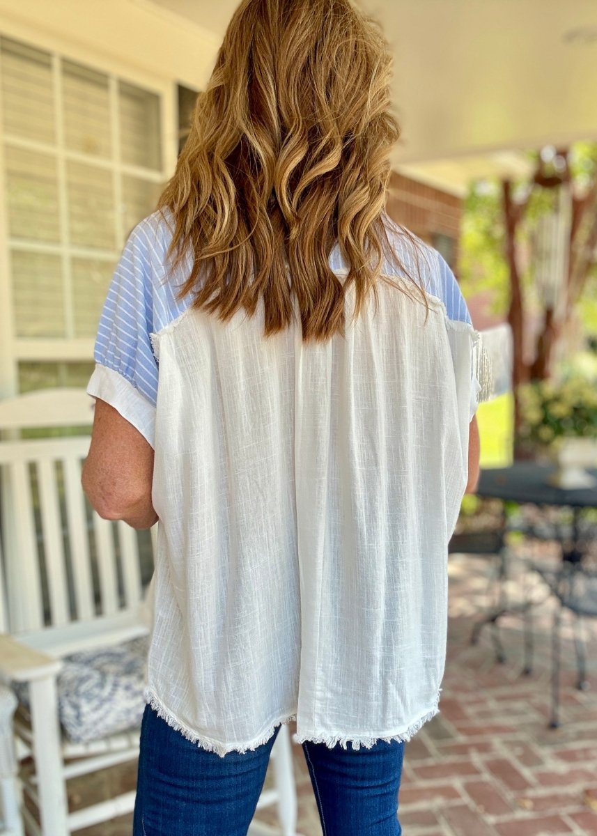 Anna Linen Button Down Top - Off White - Button Down Top - Jimberly's Boutique - Olive Branch - Mississippi