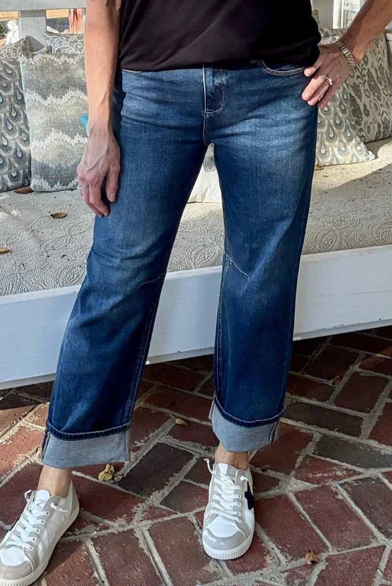 Arvada Cropped Barrel Jeans with Cuffed Hem | Risen - risen jeans - Jimberly's Boutique - Olive Branch - Mississippi