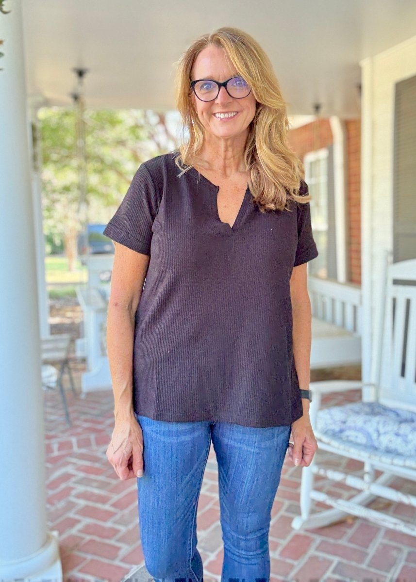Baby Waffle Top - Black - Casual Top - Jimberly's Boutique - Olive Branch - Mississippi