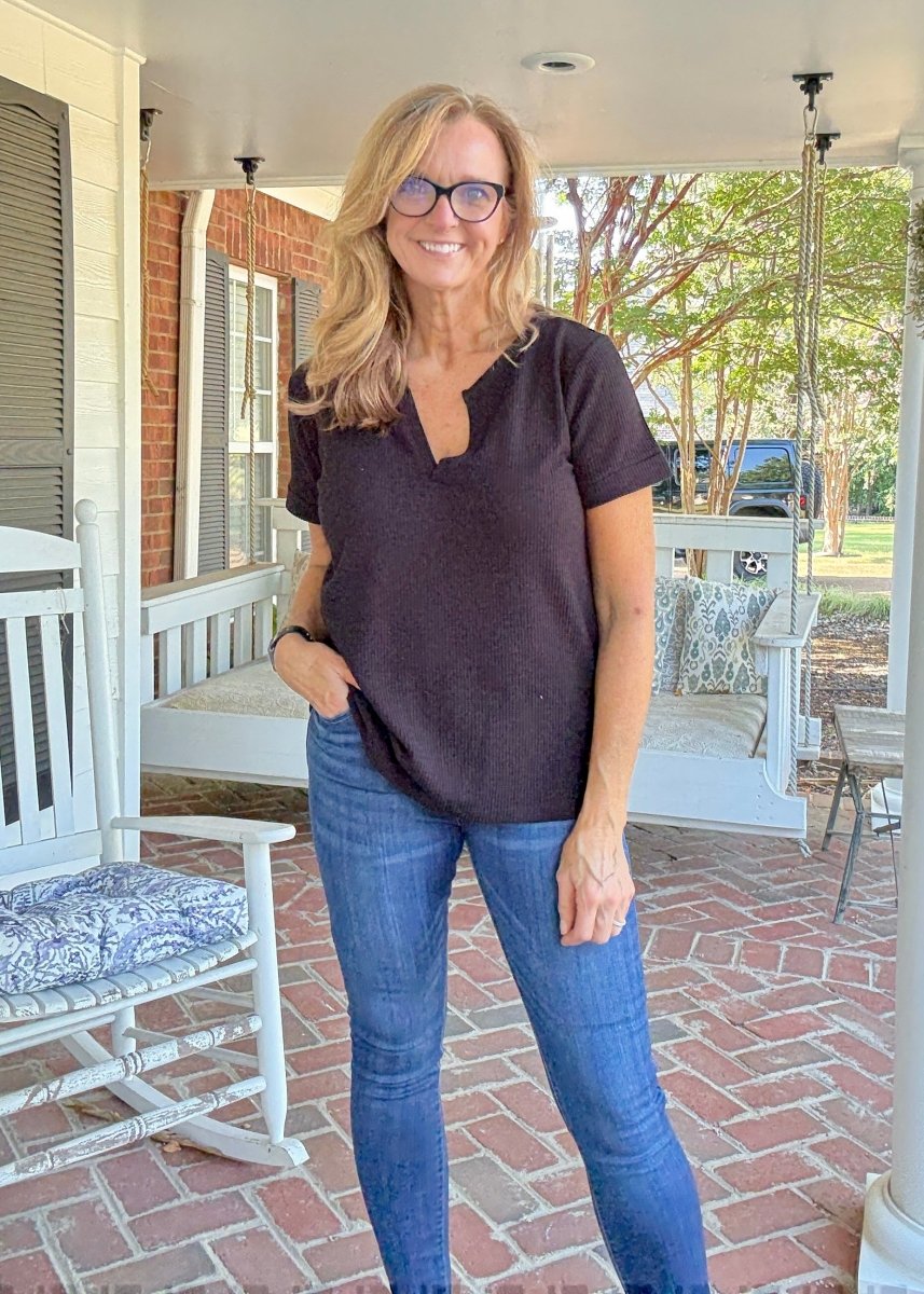 Baby Waffle Top - Black - Casual Top - Jimberly's Boutique - Olive Branch - Mississippi