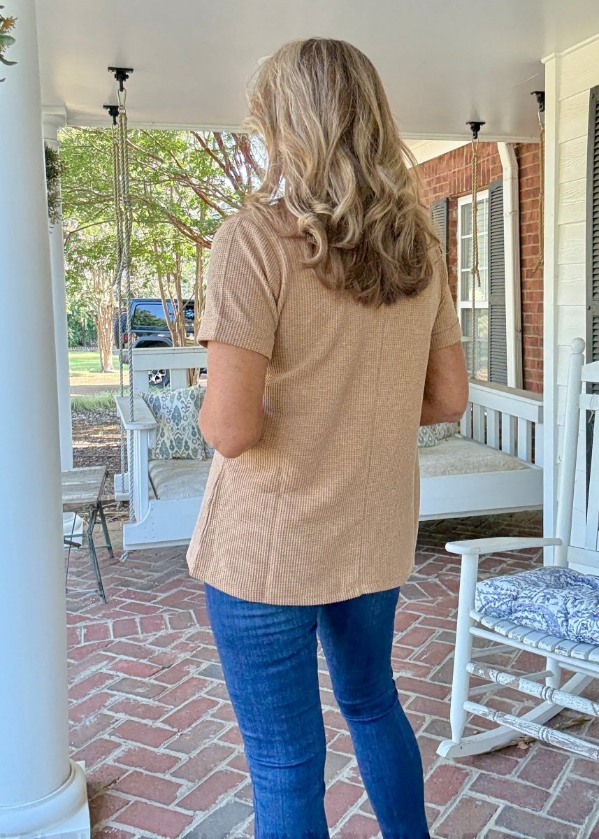 Baby Waffle Top - Deep Camel - Casual Top - Jimberly's Boutique - Olive Branch - Mississippi