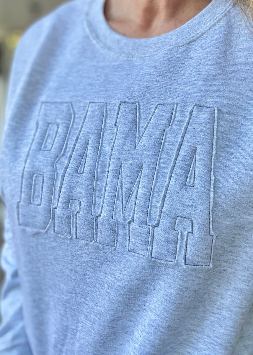 BAMA Tone on Tone Applique' Sweatshirt - Jimberly's Boutique - Olive Branch - Mississippi