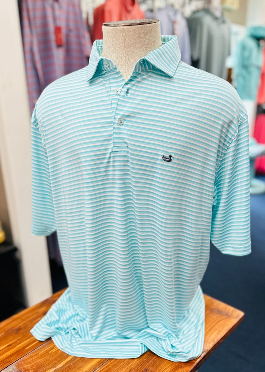 Bermuda Performance Polo | Domingo Stripe | Antigua Blue - Southern Marsh Polo -Jimberly's Boutique-Olive Branch-Mississippi