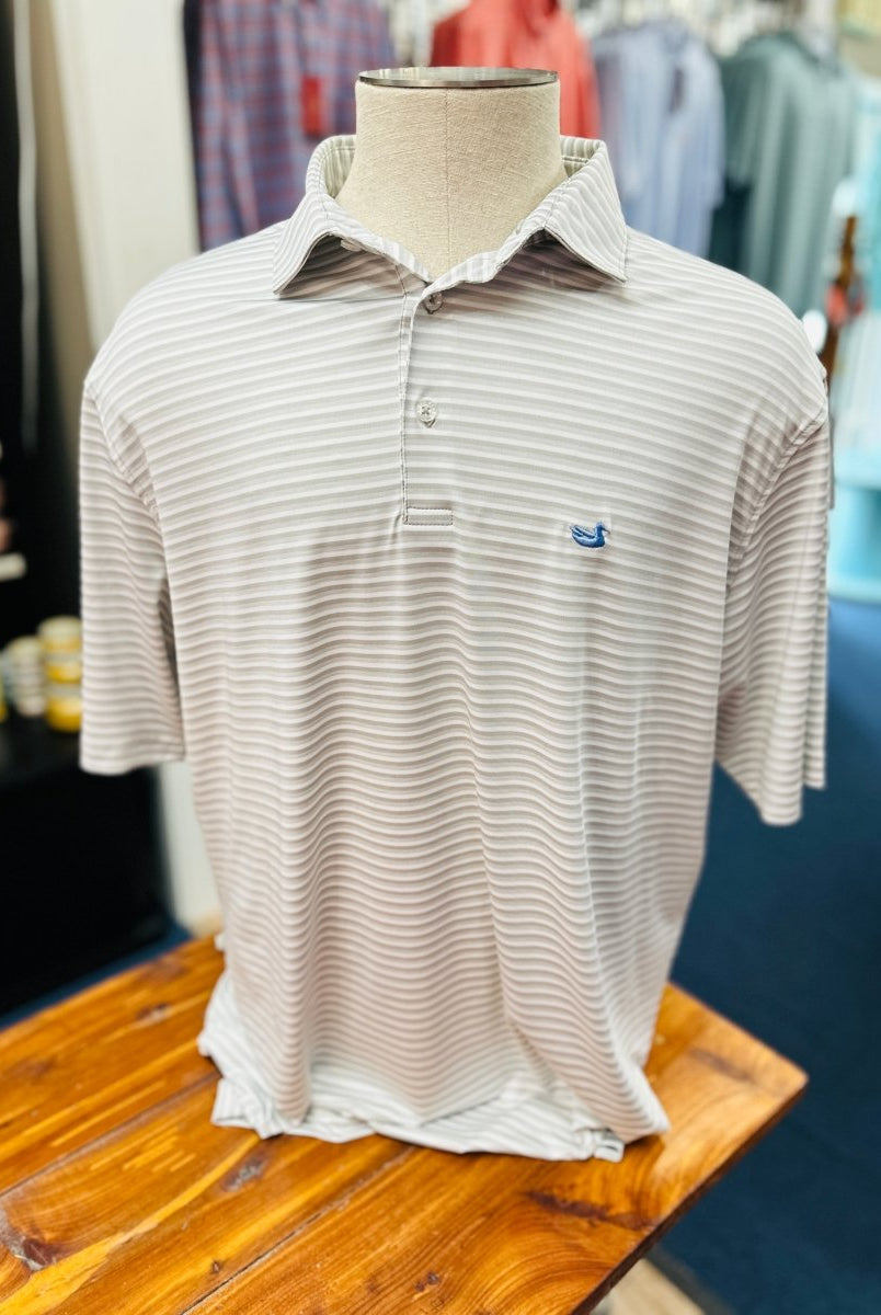 Bermuda Performance Polo | Domingo Stripe | Light Gray - Southern Marsh Polo -Jimberly's Boutique-Olive Branch-Mississippi