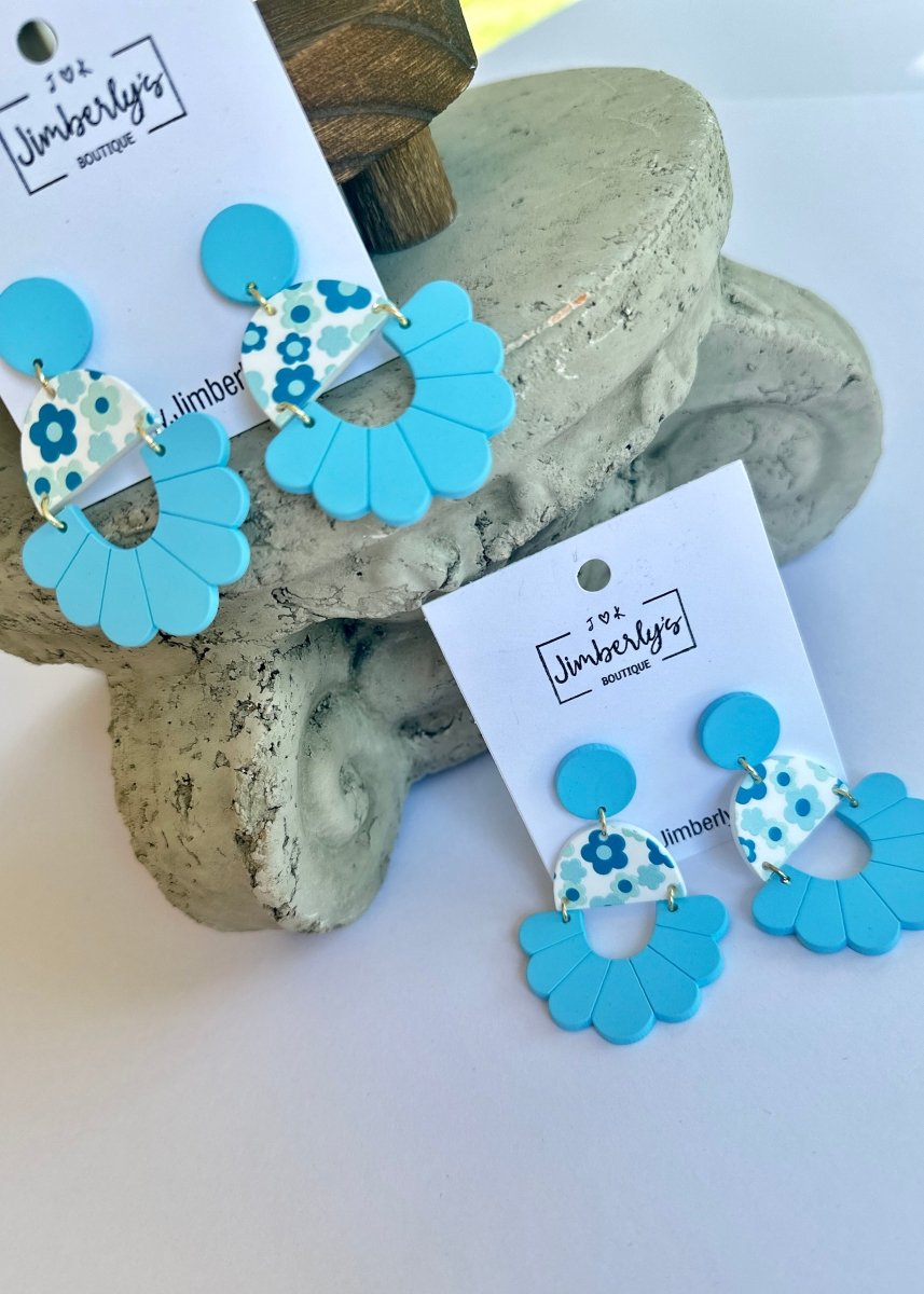 Blue Flower Dangle earrings - earrings - Jimberly's Boutique - Olive Branch - Mississippi