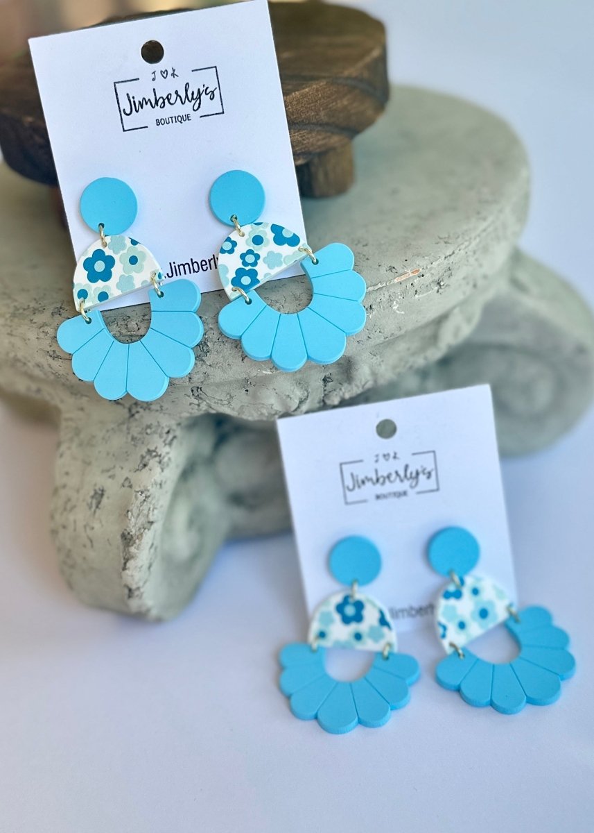Blue Flower Dangle earrings - earrings - Jimberly's Boutique - Olive Branch - Mississippi