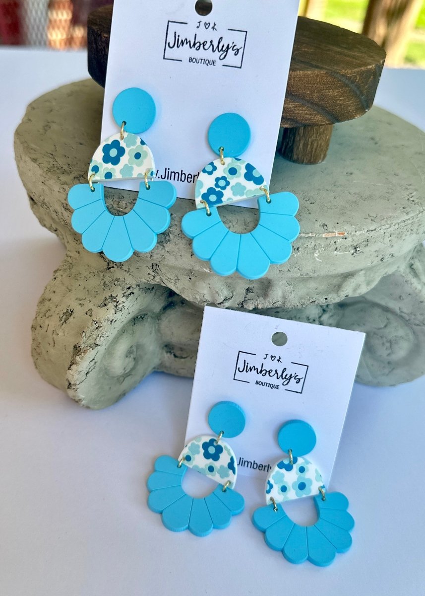 Blue Flower Dangle earrings - earrings - Jimberly's Boutique - Olive Branch - Mississippi
