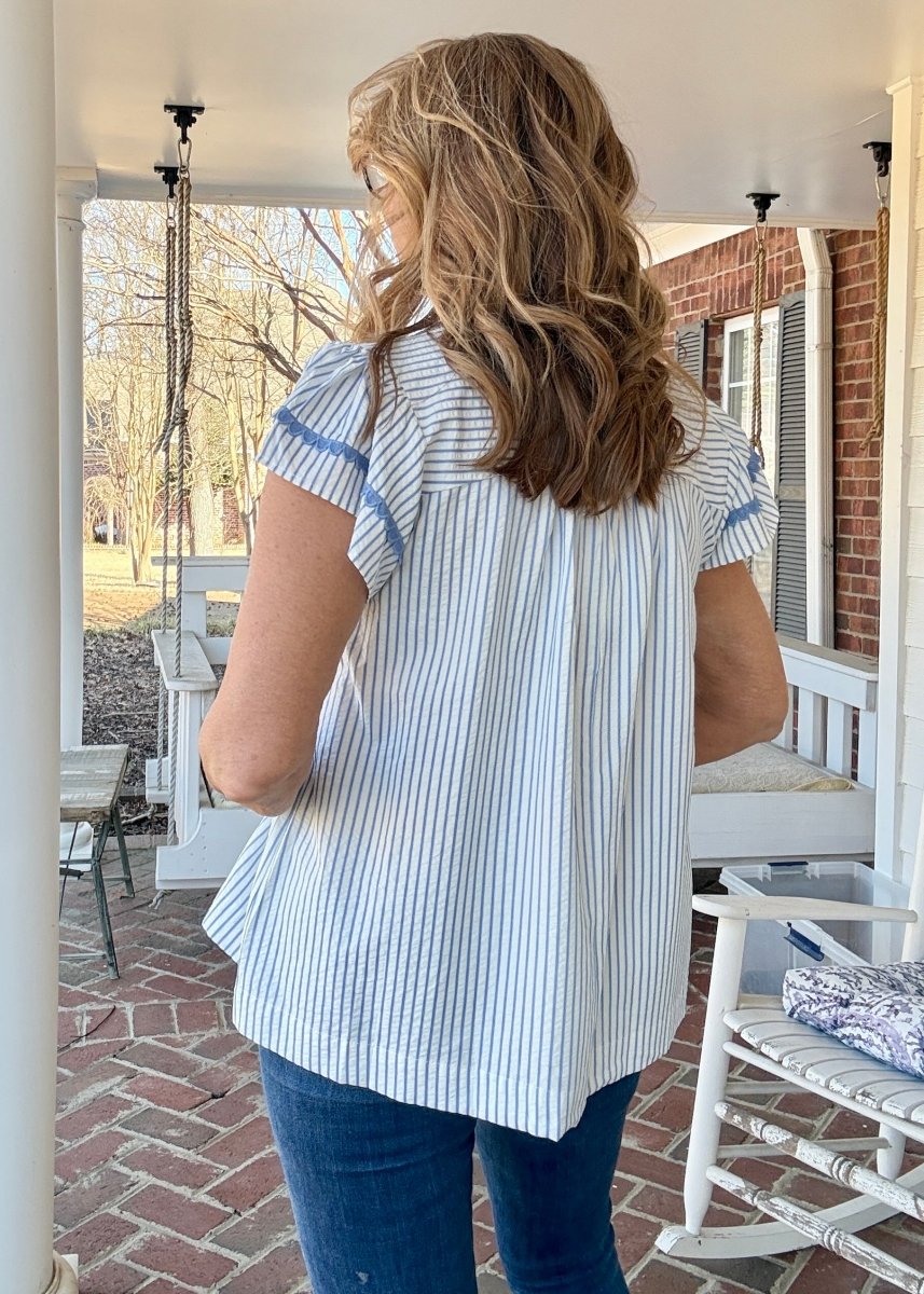Blue Skies Flutter Sleeve Top | Umgee - Umgee Top - Jimberly's Boutique - Olive Branch - Mississippi