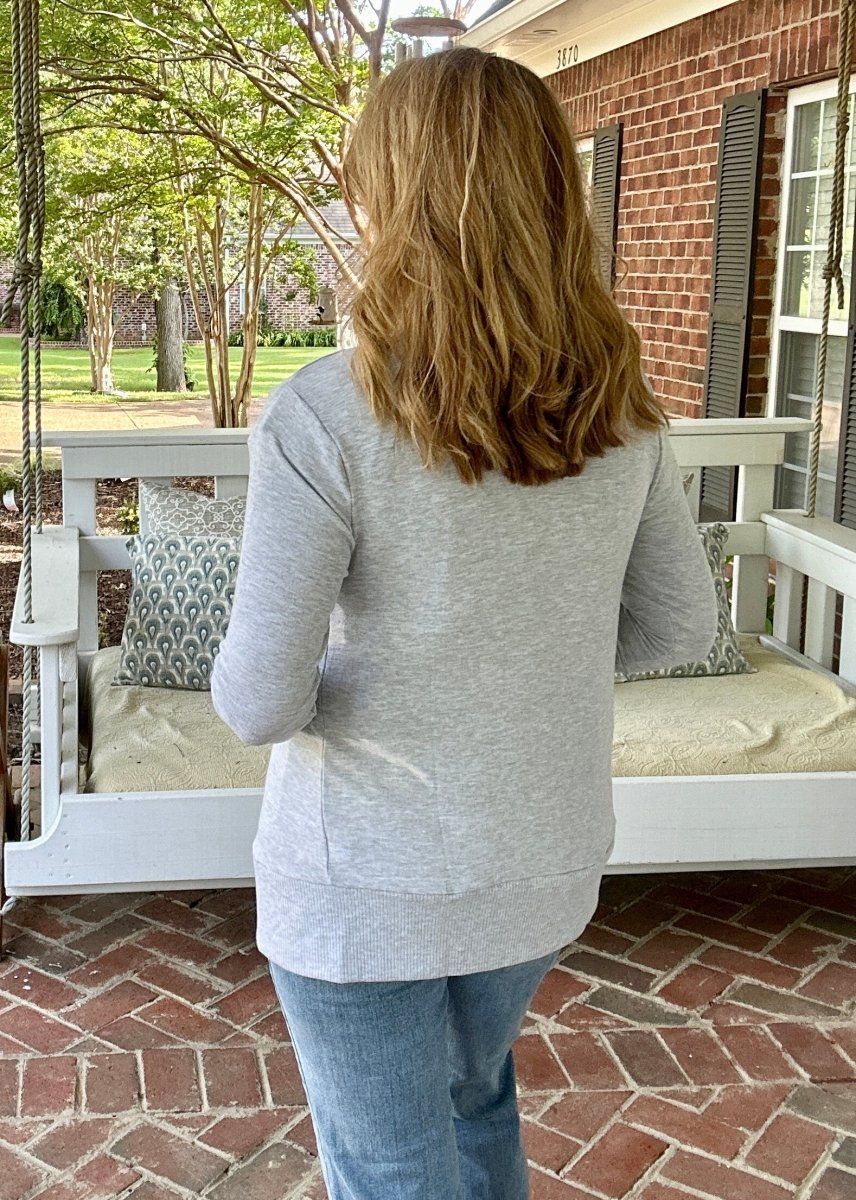 Bobbi Jo | 3/4 Sleeve Snap Cardigan | Heather Grey - Zenana Cardigan -Jimberly's Boutique-Olive Branch-Mississippi