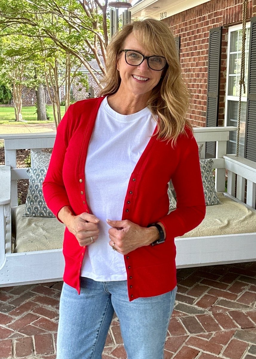 Bobbi Jo | 3/4 Sleeve Snap Cardigan | Ruby - Zenana Cardigan - Jimberly's Boutique - Olive Branch - Mississippi
