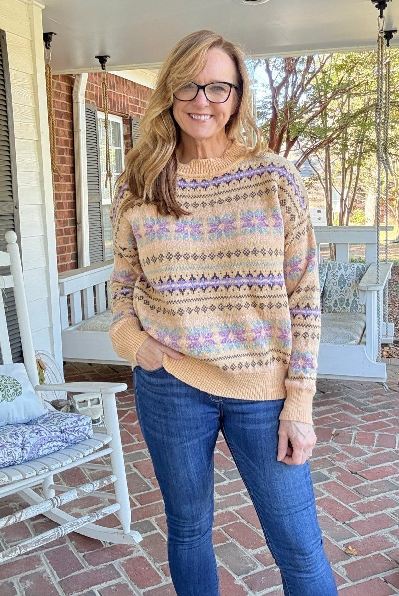 Boho Patterned Sweater - Butter | Easel - sweater - Jimberly's Boutique - Olive Branch - Mississippi