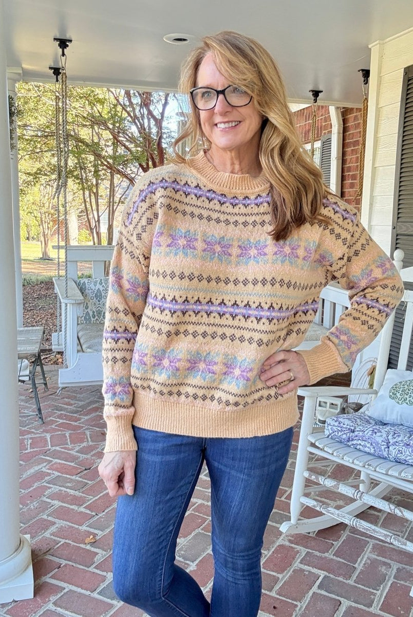 Boho Patterned Sweater - Butter | Easel - sweater - Jimberly's Boutique - Olive Branch - Mississippi