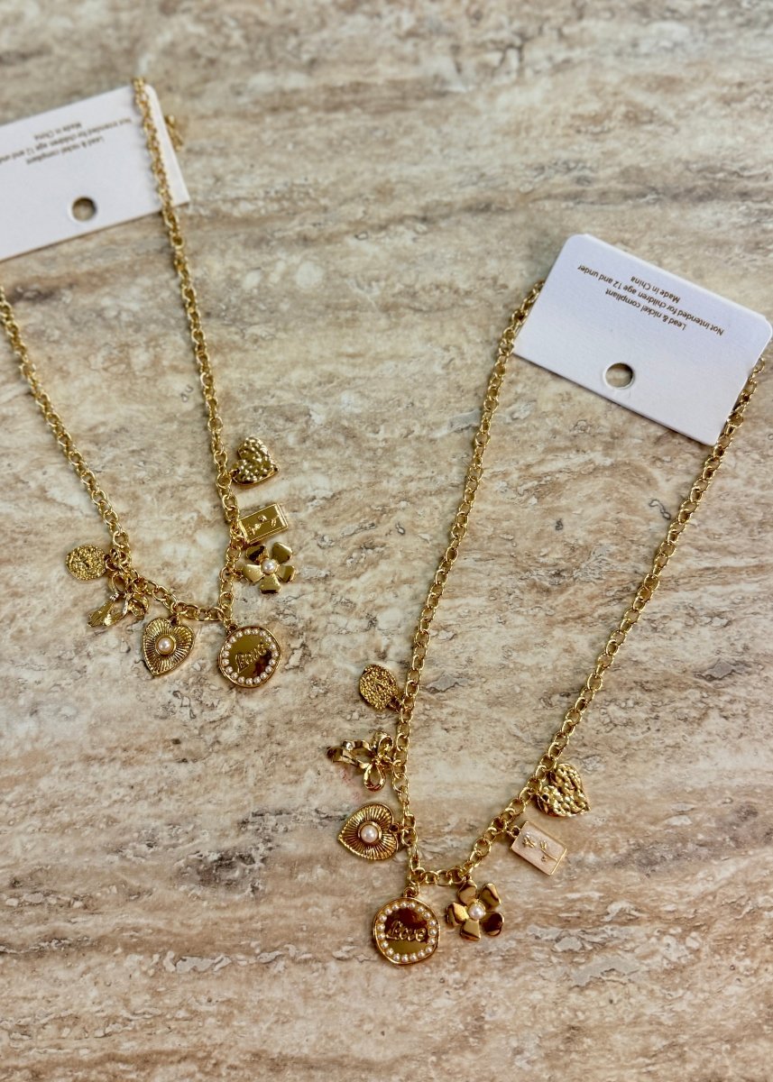 Bow Love Flower Heart Charm Necklace - charm necklace - Jimberly's Boutique - Olive Branch - Mississippi