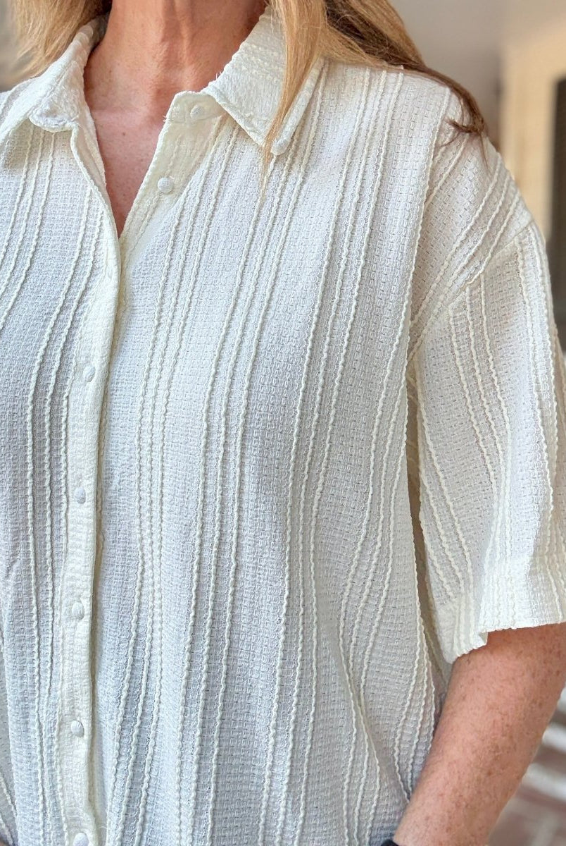 Boxy Button Down Top - Cream - Umgee Top - Jimberly's Boutique - Olive Branch - Mississippi