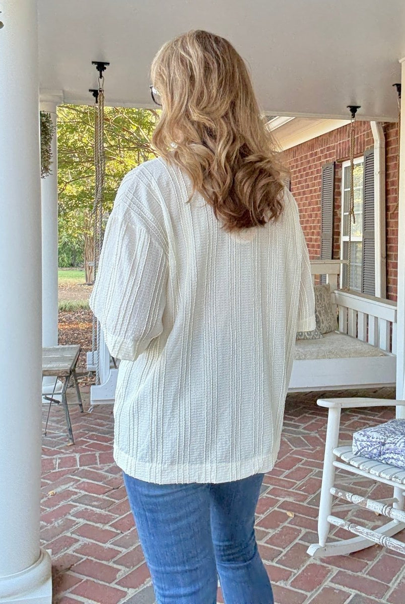 Boxy Button Down Top - Cream - Umgee Top - Jimberly's Boutique - Olive Branch - Mississippi