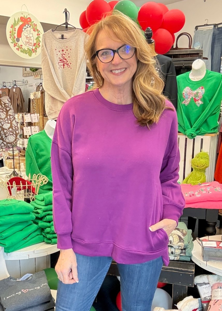 Boyfriend Hi - Low Sweatshirt - Lt Plum - Sweatshirt - Jimberly's Boutique - Olive Branch - Mississippi