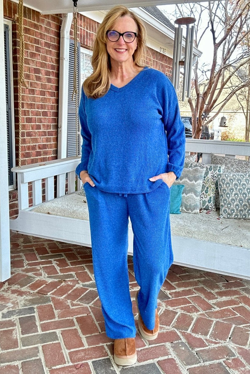 Brushed Hacci Lounge Set - Lt Navy - lounge set - Jimberly's Boutique - Olive Branch - Mississippi