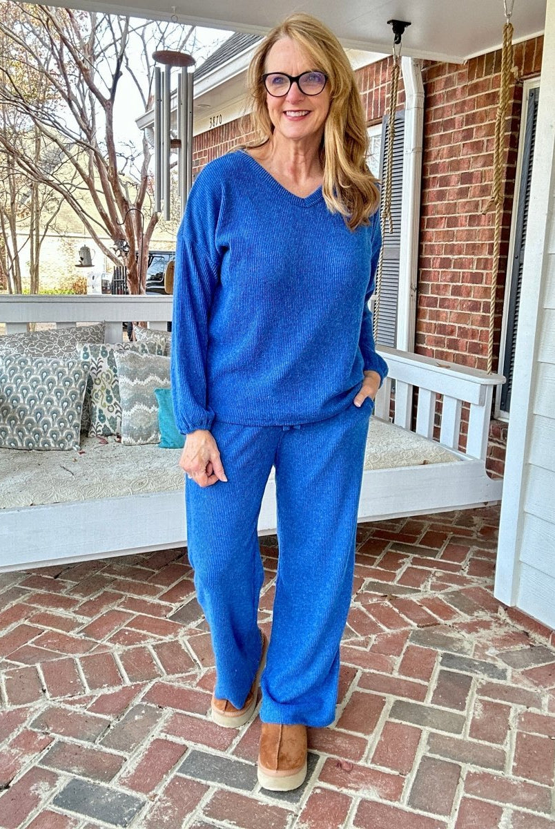 Brushed Hacci Lounge Set - Lt Navy - lounge set - Jimberly's Boutique - Olive Branch - Mississippi