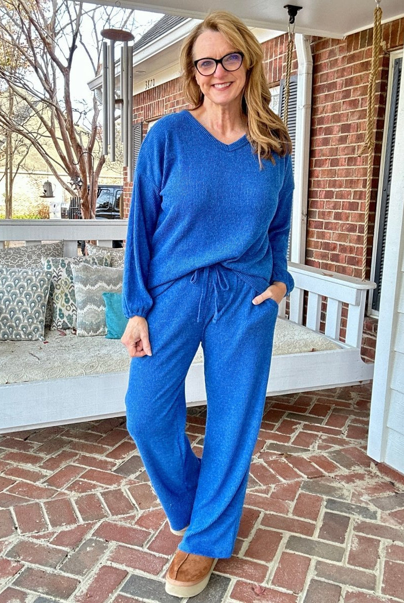 Brushed Hacci Lounge Set - Lt Navy - lounge set - Jimberly's Boutique - Olive Branch - Mississippi