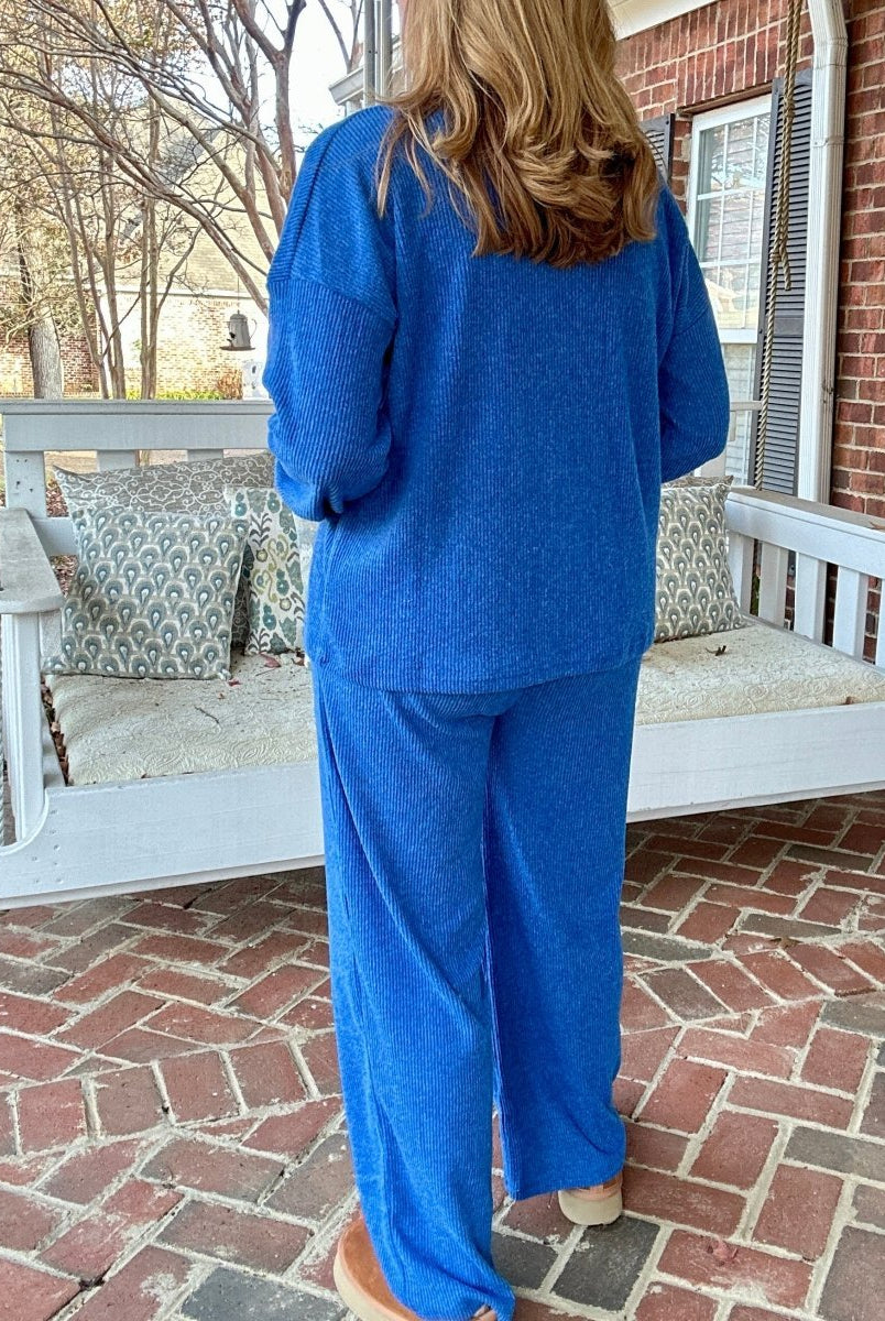 Brushed Hacci Lounge Set - Lt Navy - lounge set - Jimberly's Boutique - Olive Branch - Mississippi