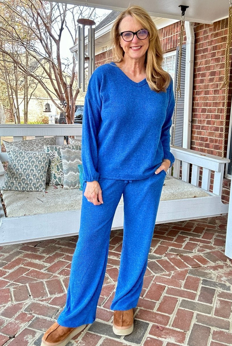 Brushed Hacci Lounge Set - Lt Navy - lounge set - Jimberly's Boutique - Olive Branch - Mississippi