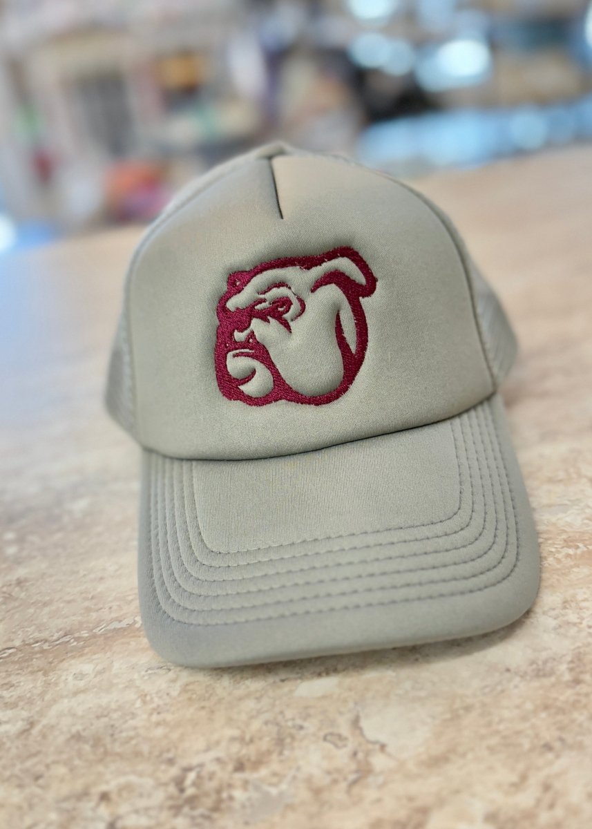 Bulldog Mascot Trucker Cap/Hat - Grey - Jimberly's Boutique - Olive Branch - Mississippi