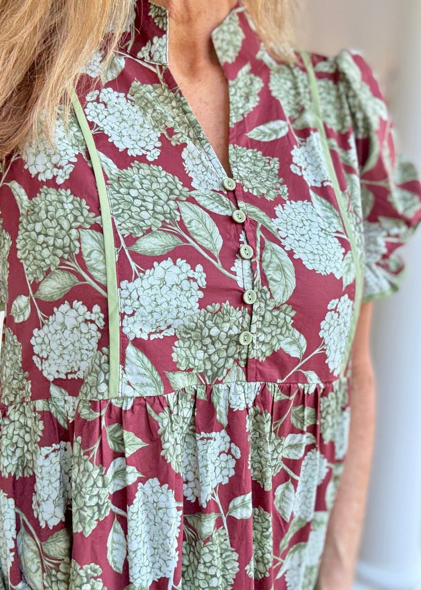 Burgundy Bloom Dress | Entro - entro dress - Jimberly's Boutique - Olive Branch - Mississippi