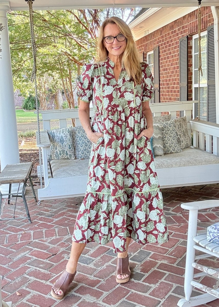 Burgundy Bloom Dress | Entro - entro dress - Jimberly's Boutique - Olive Branch - Mississippi
