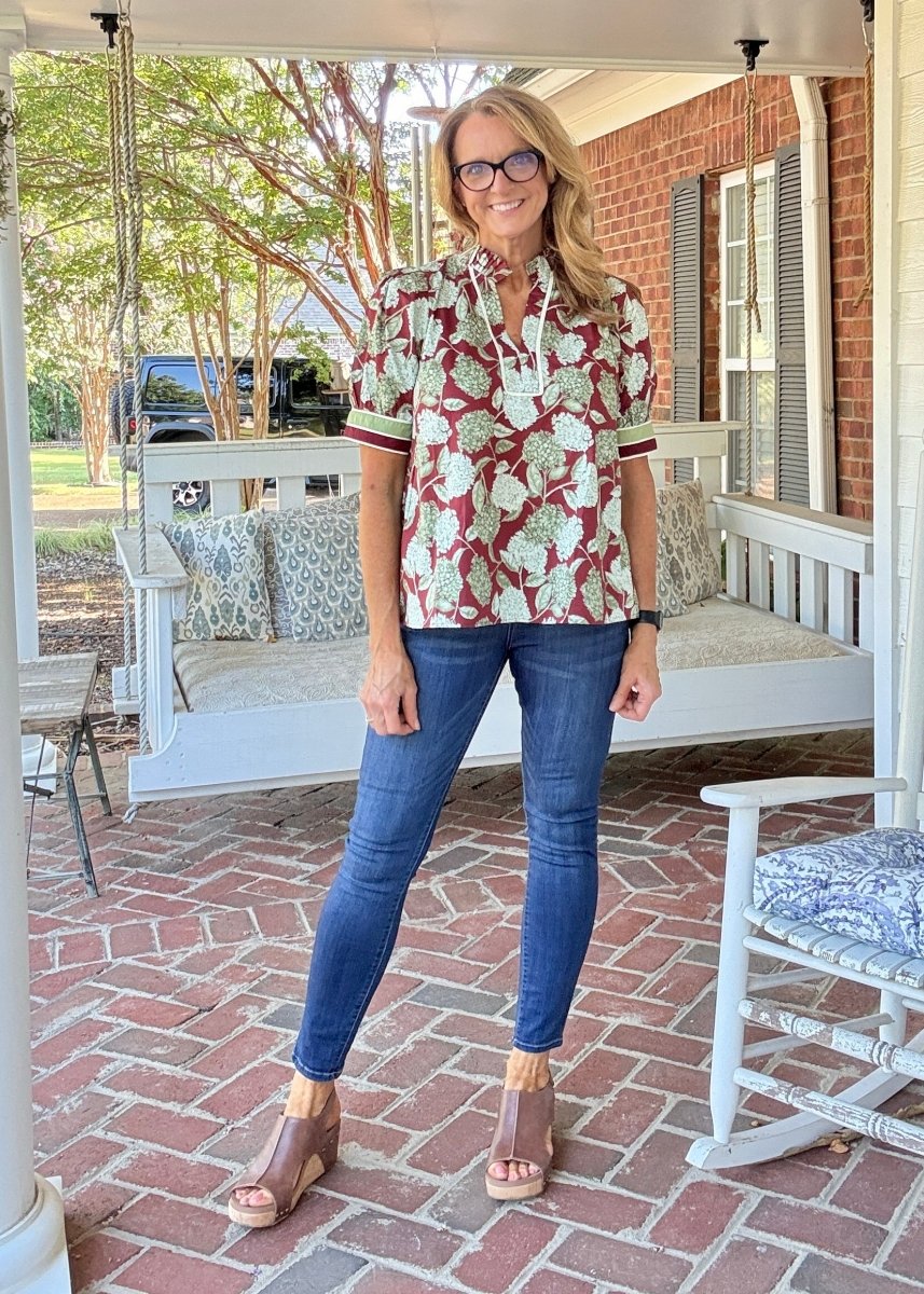 Burgundy Bloom Top | Entro - Entro Top - Jimberly's Boutique - Olive Branch - Mississippi