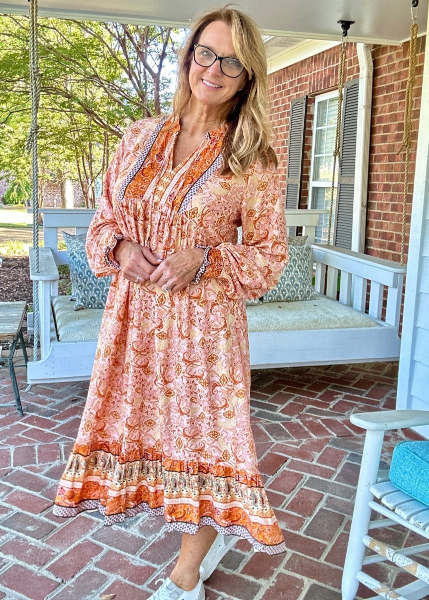 Burnt Orange Mixed Print Midi Dress | Umgee - Maxi Dress - Jimberly's Boutique - Olive Branch - Mississippi