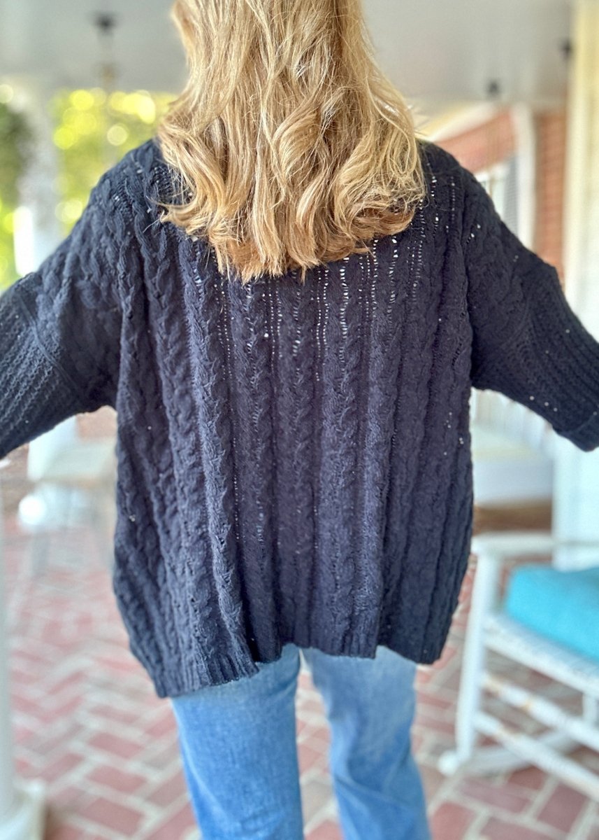 Cable Knit Cardigan - Black | Umgee - Cardigan - Jimberly's Boutique - Olive Branch - Mississippi