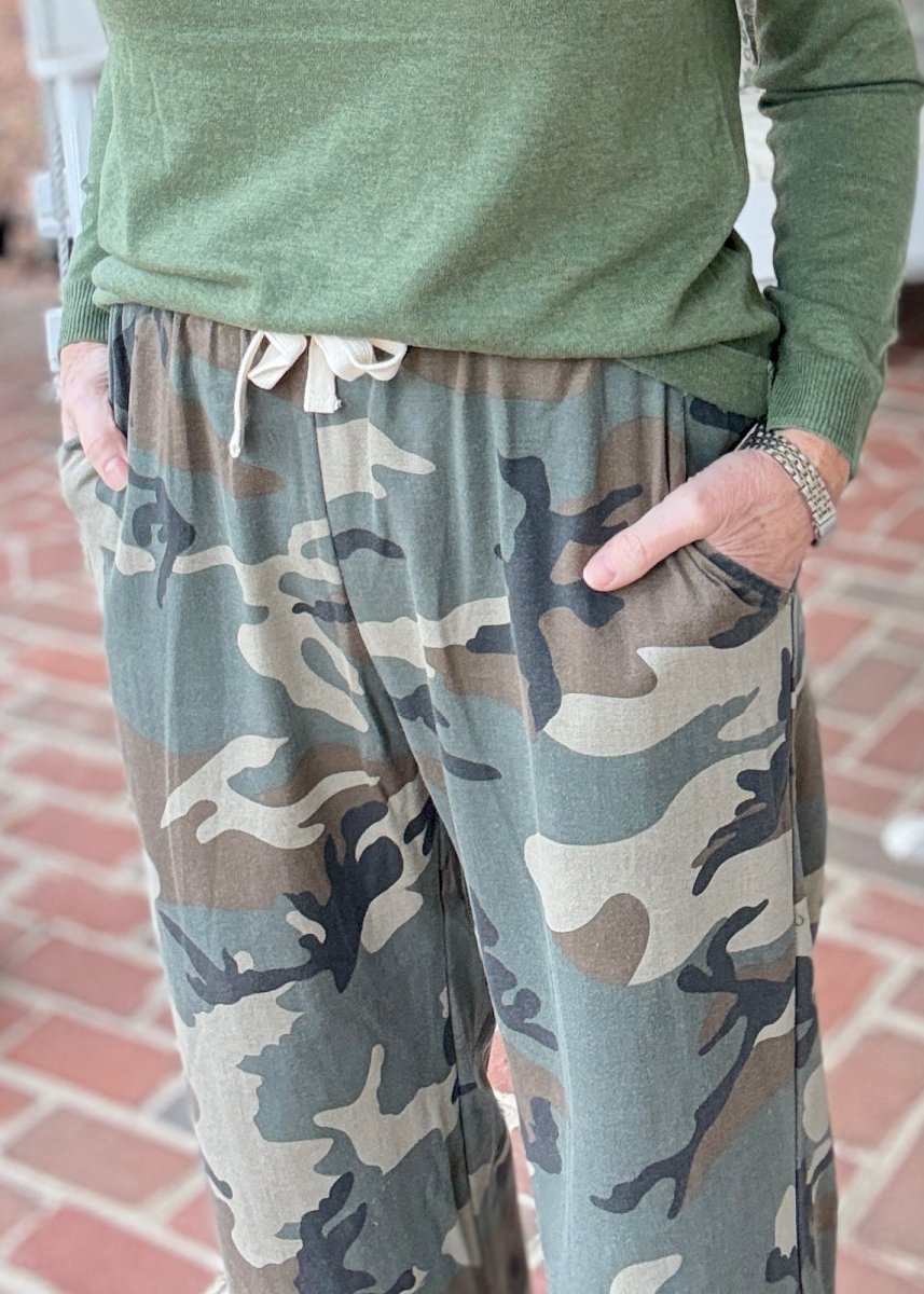 Camo Curved Side Seam Pants - Jimberly's Boutique-Olive Branch-Mississippi