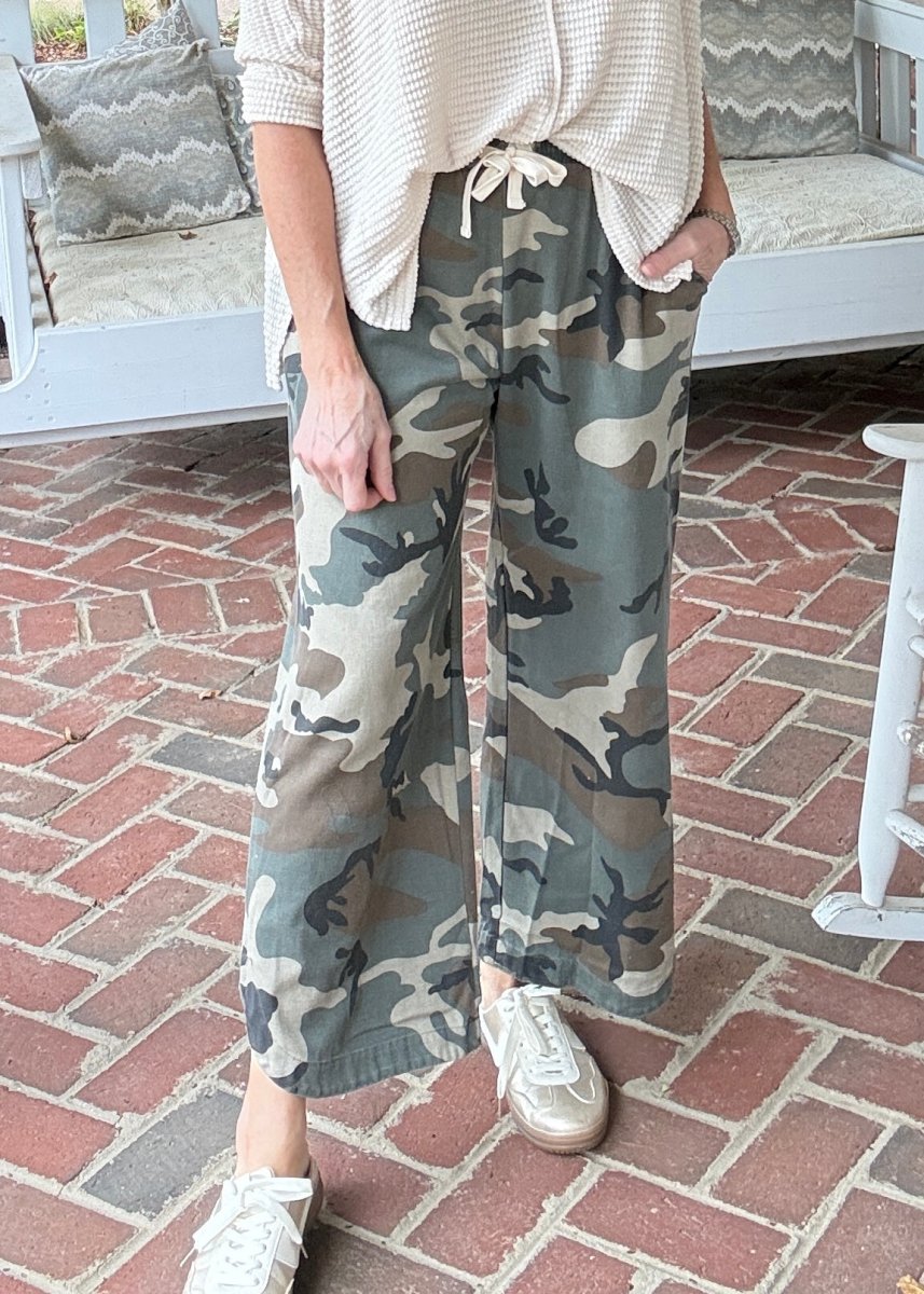 Camo Curved Side Seam Pants - Jimberly's Boutique-Olive Branch-Mississippi
