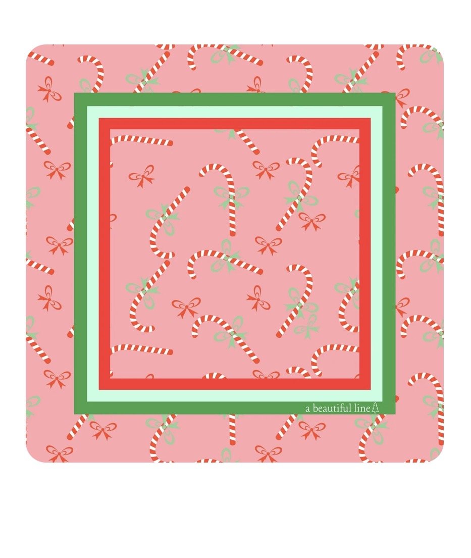 Candy Cane Christmas Mat | A Beautiful Line - Mahjong Mat -Jimberly's Boutique-Olive Branch-Mississippi