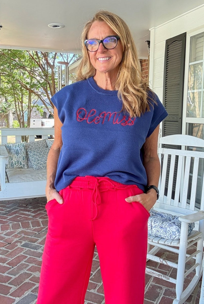 Carmen Wide Leg Sweatpants - Ruby Red - fleece pants - Jimberly's Boutique - Olive Branch - Mississippi