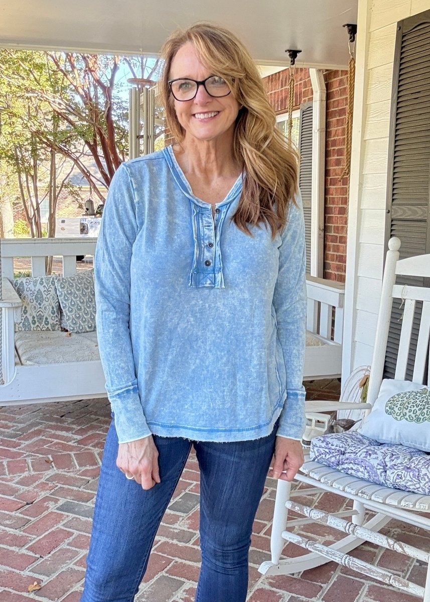 Casey Mineral Washed Top - Deep Sky - Jimberly's Boutique - Olive Branch - Mississippi